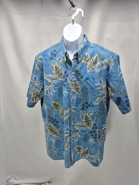 NWOT Reyn Spooner Blue Tiki Leaf Hawaiian Aloha Shirt XL Surf Culture Tropical